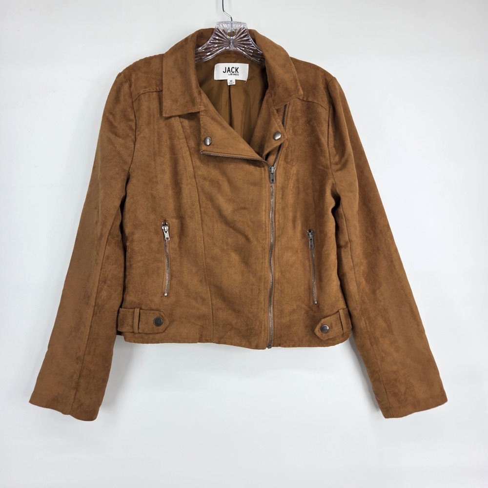 Jack by BB Dakota Moto Jacket Size M Brown Faux Suede Boho Western